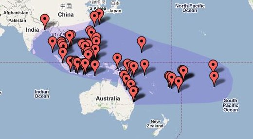 Estimated L. rufomarginatus distribution